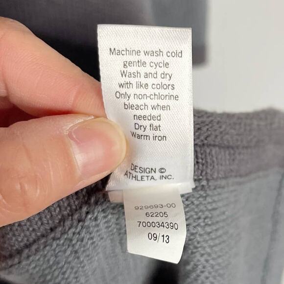 Athleta XS Gray Striped Cotton Cashmere Draped Open Front Cardigan Sweater Hood - Picture 8 of 8